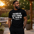 Over 40 With a Toddler tee by Just My Baby Daddy, worn by a father